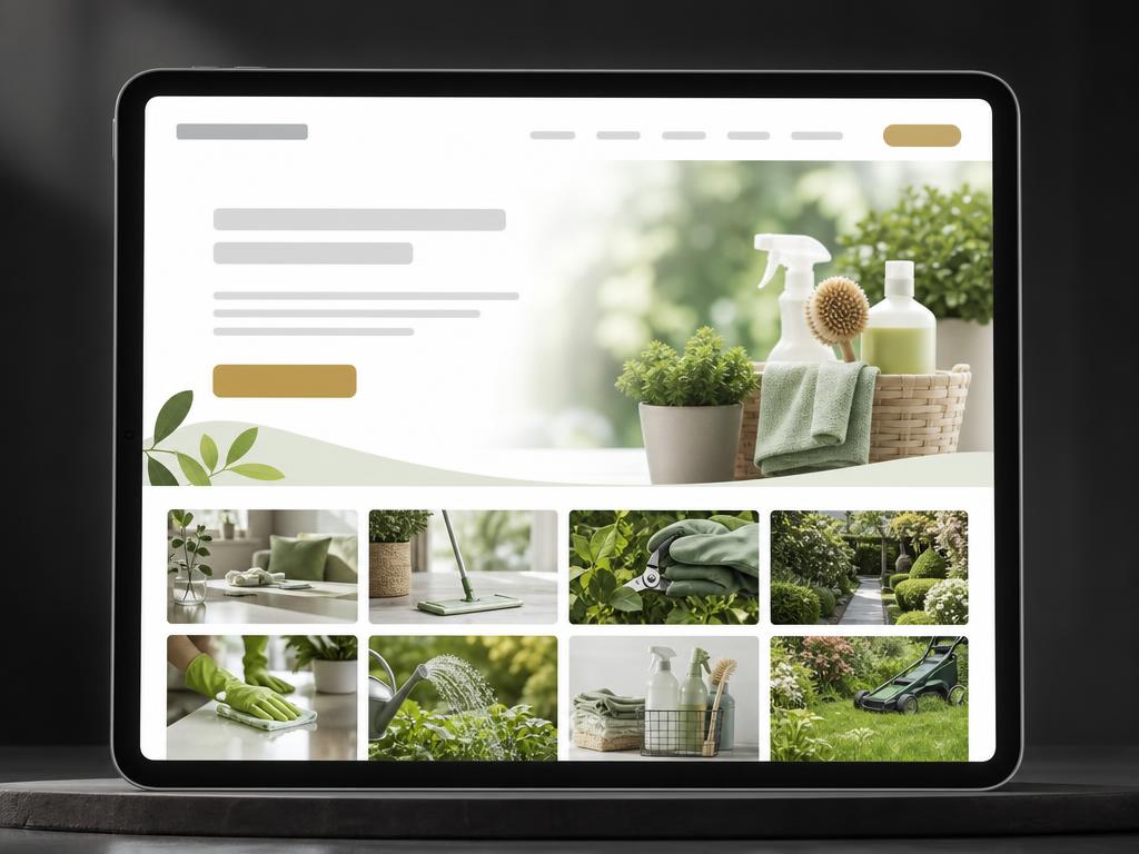 Example website design concept for cleaning and gardening websites
